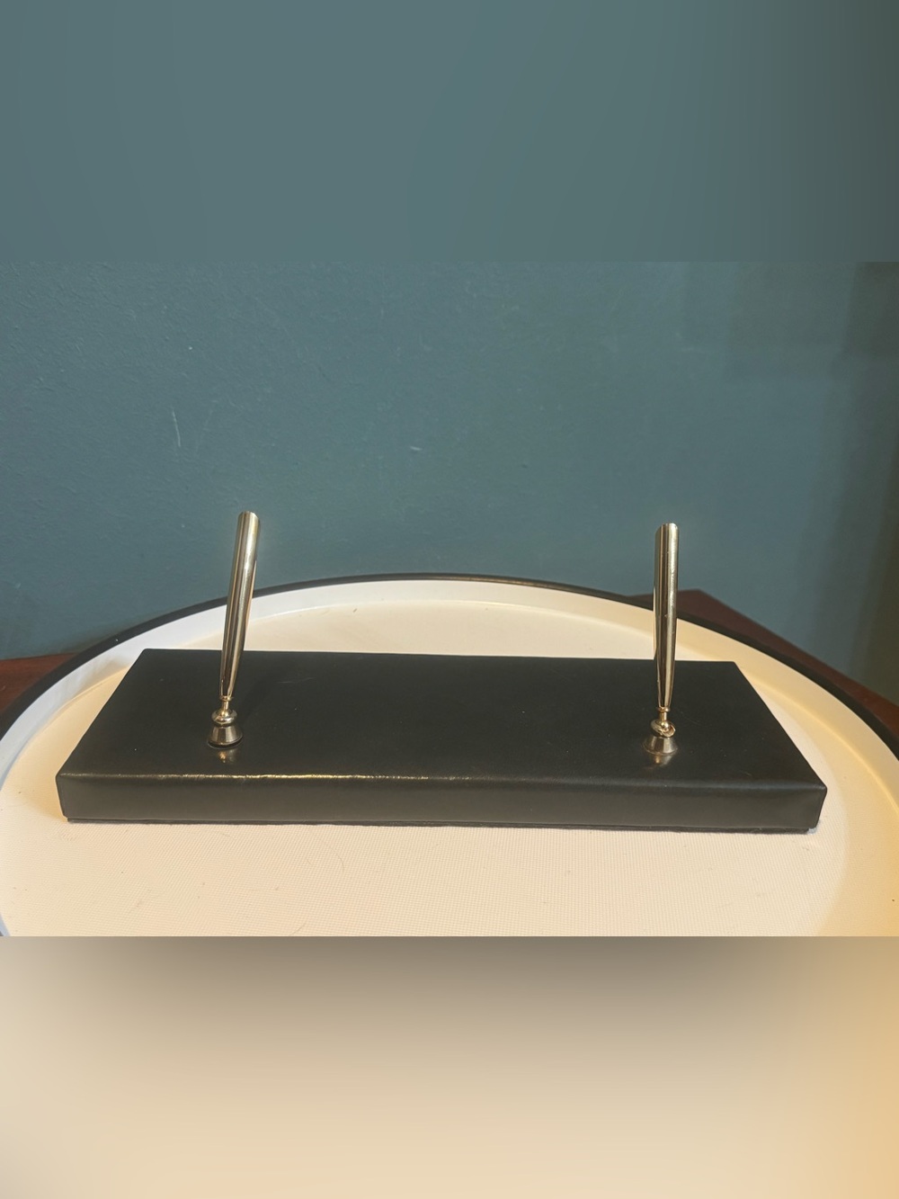 BOSCA Hand Stained Black Leather Covered Pen & Pencil Holder Desk Accessories